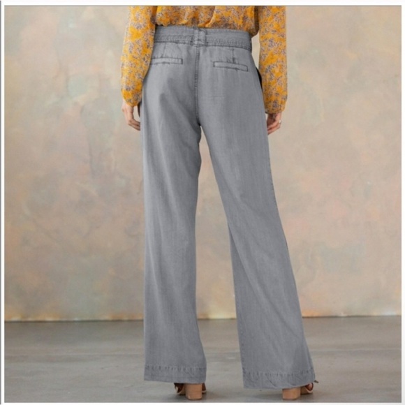 ▶️ Sundance ◀️ Tencel Grey Wide Leg Pants Sz 8 petite - Picture 5 of 14